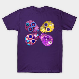 Colorful Sugar Skulls Design T-Shirt